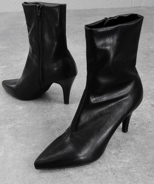 minia(ミニア)の「ポインテッドトゥフェイクレザーショートブーツ ◆(ブーツ・レディース・ブラック・S/M/L/LL)」の9枚目の写真
