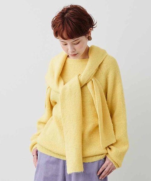 MEDE19F(メデジュウキュウ)の「MEDE19F 肩巻きニットトップスセット(ニット/セーター・レディース・イエロー系その他/ピンク系その他・MEDIUM/LARGE/X-LARGE/XX-LARGE)」の1枚目の写真