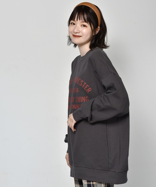 RETRO GIRL(レトロガール)の「裏毛BIGトレーナー(スウェット・レディース・チャコールグレー/ライトグレー/オフホワイト/グリーン・FREE)」の13枚目の写真