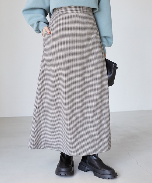 Sugar spoon(シュガースプーン)の「・SUGAR SPOON ギンガムセミフレアースカート*(スカート・レディース・グリーン/アイボリー・FREE)」の2枚目の写真