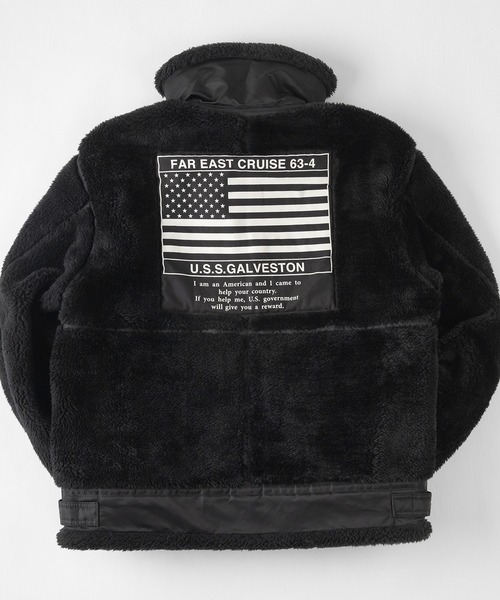 AVIREX ブラック フライトジャケット U.S.S. Galveston AVIREX
