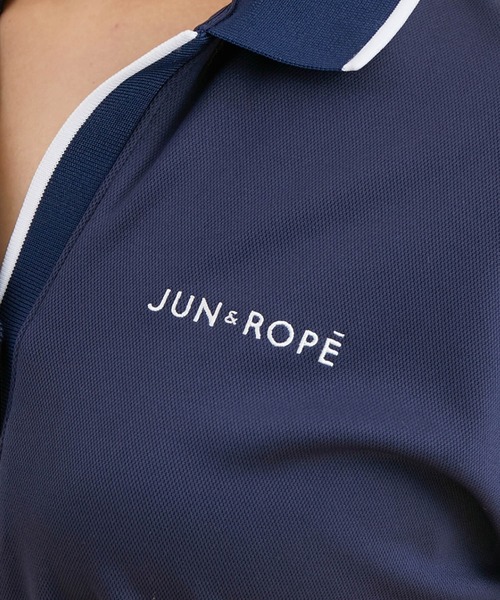 JUN&ROPE'(ジュンアンドロペ)の「【UV】【吸水速乾】RIBライン使い半袖スキッパーポロシャツ(ポロシャツ・レディース・ホワイト/ブラック/ネイビー/オレンジ・S/L/M)」の14枚目の写真