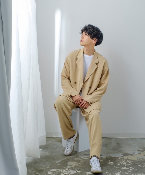 improves（インプローブス）の「ナチュラルストレッチ パステルカラー ダブルブレスト オーバーサイズ ジャケット セットアップ対応（テーラードジャケット・メンズ・ベージュ/ピンク/グリーン/ラベンダー・MEDIUM/LARGE）」の9枚目の写真