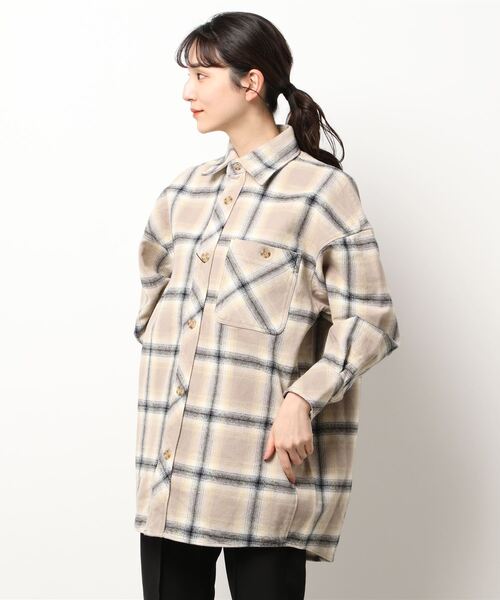 MOUSSY（マウジー）の「HEAVY FLANNEL OVER シャツ（シャツ/ブラウス・レディース・ホワイト/ネイビー/ベージュ・FREE）」の13枚目の写真