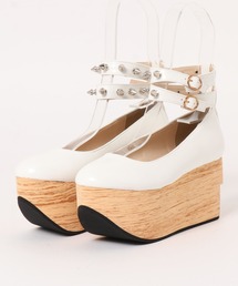 BODYLINE | 選べる3color スタッズ付きダブルストラップ 厚底シューズ(パンプス)