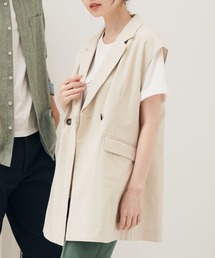 リネン混テーラードジレ