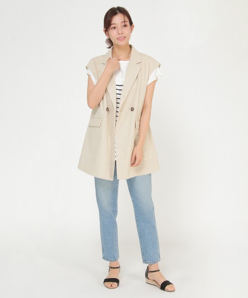 ikka（イッカ）の「リネン混テーラードジレ（ベスト・レディース・ブラック/ベージュ・S/M/L）」の9枚目の写真