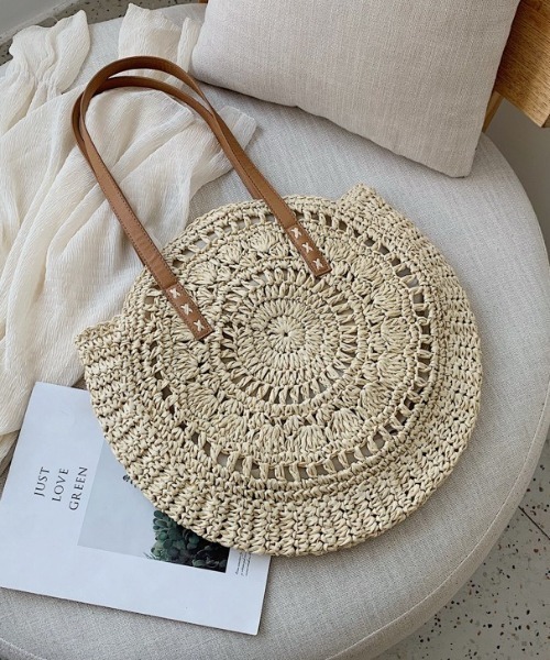 SETUP7(セットアップセブン)の「【SETUP7】サークルペーパートート SCCH70(トートバッグ・レディース・ホワイト/ベージュ/ブラウン・FREE)」の3枚目の写真