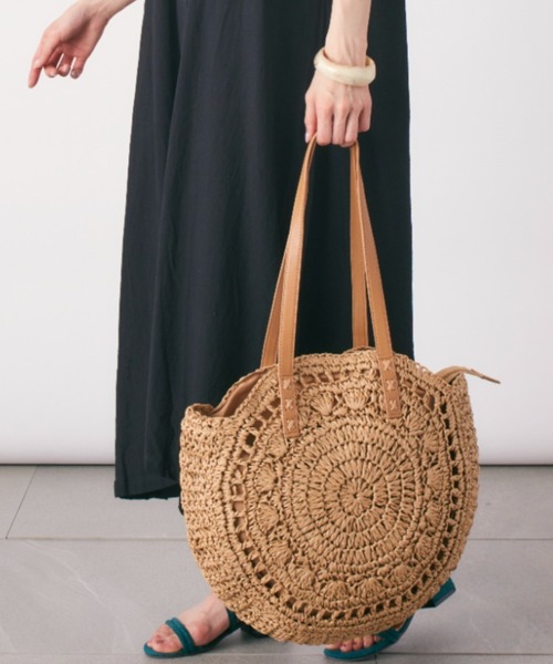 SETUP7(セットアップセブン)の「【SETUP7】サークルペーパートート SCCH70(トートバッグ・レディース・ホワイト/ベージュ/ブラウン・FREE)」の6枚目の写真