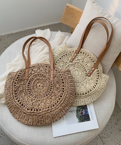 SETUP7(セットアップセブン)の「【SETUP7】サークルペーパートート SCCH70(トートバッグ・レディース・ホワイト/ベージュ/ブラウン・FREE)」の5枚目の写真