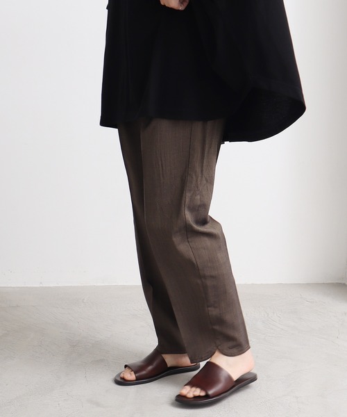 yuni パンツ 80/2強撚Cギャバ ベントヘムパンツ レディース