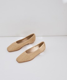 【WEB限定】レザーライクメッシュフラット