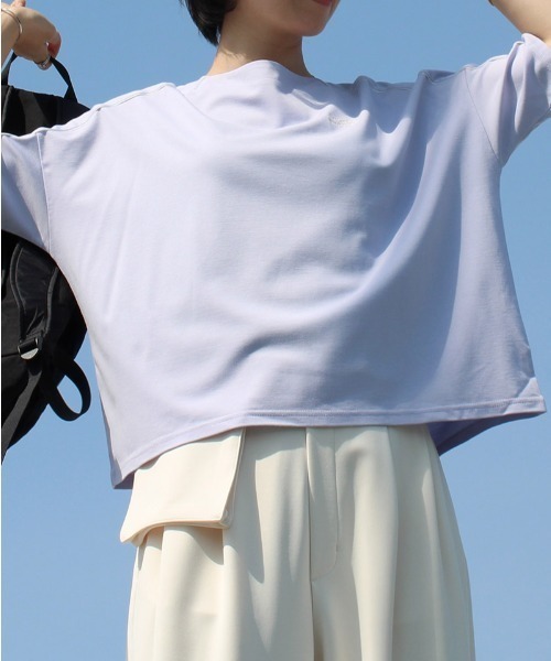 leswel(レスウェル)の「【M~5L 大きいサイズ】配色 パイピング ロゴ Tシャツ(Tシャツ/カットソー・レディース・ネイビー/ラベンダー/ベージュ・3L/5L/LL/4L/L/M)」の17枚目の写真