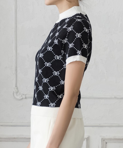Julia Boutique(ジュリアブティック)の「BBロゴ柄半袖ニットトップス/22031(ニット/セーター・レディース・モカ/ホワイト/アイボリー/ベージュ/ブラック・ONE)」の18枚目の写真