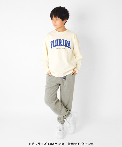 GLAZOS（グラソス）の「[ワイドテーパード]ストレッチミニ裏毛・カラーベルトジョガーパンツ（スウェットパンツ・キッズ・オフホワイト/ブラック/グレー・130cm/140cm/150cm/160cm/170cm）」の6枚目の写真