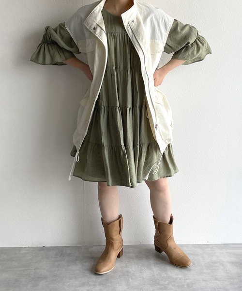 w closet(ダブルクローゼット)の「ラウンドネックティアードチュニック(シャツ/ブラウス・レディース・ブラック/オフホワイト/ミント・FREE)」の14枚目の写真
