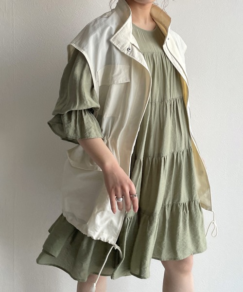 w closet(ダブルクローゼット)の「ラウンドネックティアードチュニック(シャツ/ブラウス・レディース・ブラック/オフホワイト/ミント・FREE)」の15枚目の写真