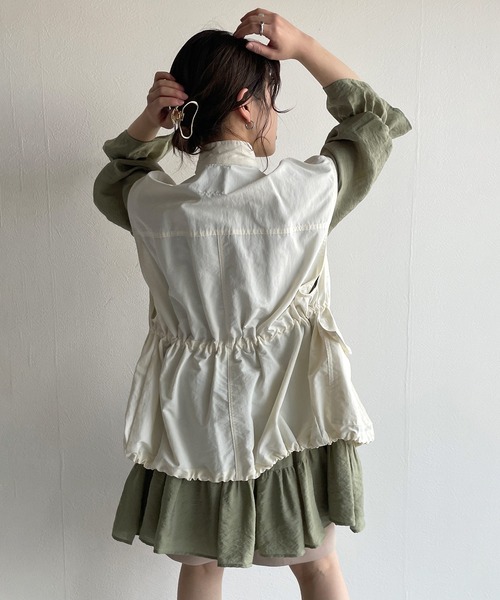 w closet(ダブルクローゼット)の「ラウンドネックティアードチュニック(シャツ/ブラウス・レディース・ブラック/オフホワイト/ミント・FREE)」の16枚目の写真