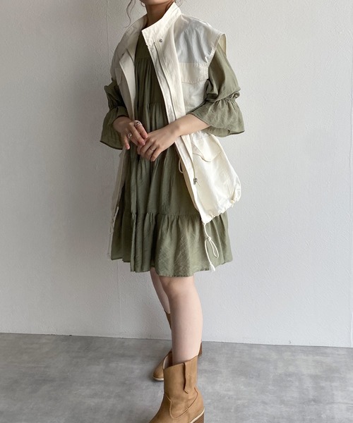 w closet(ダブルクローゼット)の「ラウンドネックティアードチュニック(シャツ/ブラウス・レディース・ブラック/オフホワイト/ミント・FREE)」の18枚目の写真