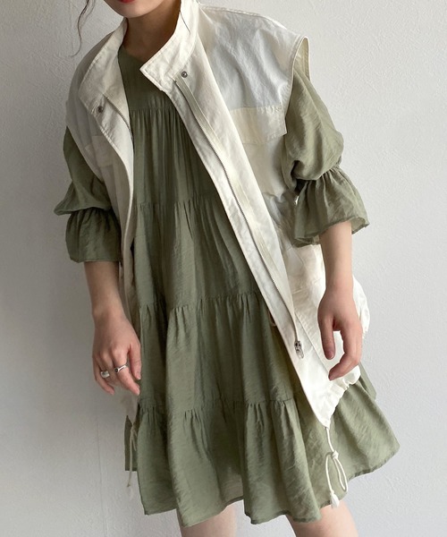 w closet(ダブルクローゼット)の「ラウンドネックティアードチュニック(シャツ/ブラウス・レディース・ブラック/オフホワイト/ミント・FREE)」の19枚目の写真