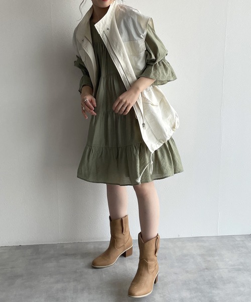 w closet(ダブルクローゼット)の「ラウンドネックティアードチュニック(シャツ/ブラウス・レディース・ブラック/オフホワイト/ミント・FREE)」の20枚目の写真