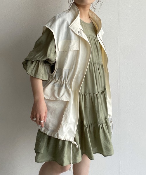 w closet(ダブルクローゼット)の「ラウンドネックティアードチュニック(シャツ/ブラウス・レディース・ブラック/オフホワイト/ミント・FREE)」の22枚目の写真
