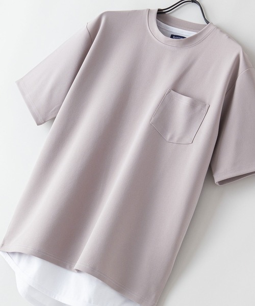 Blue Standard (ブルースタンダード)の「【BLUE STANDARD/ブルースタンダード】 梨地カットソーTシャツ 裾ラウンドタンクトップ 2点セット(Tシャツ/カットソー・メンズ・ブラック/グレー/ブルー・MEDIUM/LARGE/X-LARGE)」の2枚目の写真