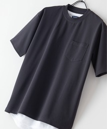 【BLUE STANDARD/ブルースタンダード】 梨地カットソーTシャツ 裾ラウンドタンクトップ 2点セット