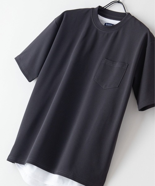 Blue Standard (ブルースタンダード)の「【BLUE STANDARD/ブルースタンダード】 梨地カットソーTシャツ 裾ラウンドタンクトップ 2点セット(Tシャツ/カットソー・メンズ・ブラック/グレー/ブルー・MEDIUM/LARGE/X-LARGE)」の1枚目の写真