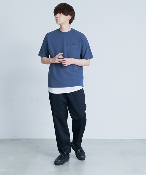 Blue Standard (ブルースタンダード)の「【BLUE STANDARD/ブルースタンダード】 梨地カットソーTシャツ 裾ラウンドタンクトップ 2点セット(Tシャツ/カットソー・メンズ・ブラック/グレー/ブルー・MEDIUM/LARGE/X-LARGE)」の14枚目の写真