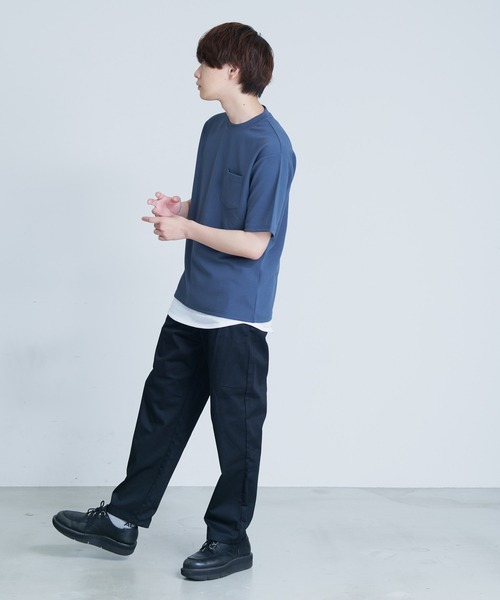 Blue Standard (ブルースタンダード)の「【BLUE STANDARD/ブルースタンダード】 梨地カットソーTシャツ 裾ラウンドタンクトップ 2点セット(Tシャツ/カットソー・メンズ・ブラック/グレー/ブルー・MEDIUM/LARGE/X-LARGE)」の13枚目の写真