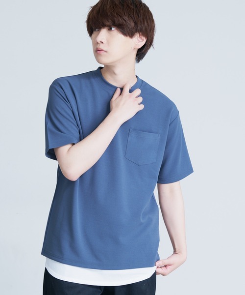 Blue Standard (ブルースタンダード)の「【BLUE STANDARD/ブルースタンダード】 梨地カットソーTシャツ 裾ラウンドタンクトップ 2点セット(Tシャツ/カットソー・メンズ・ブラック/グレー/ブルー・MEDIUM/LARGE/X-LARGE)」の9枚目の写真