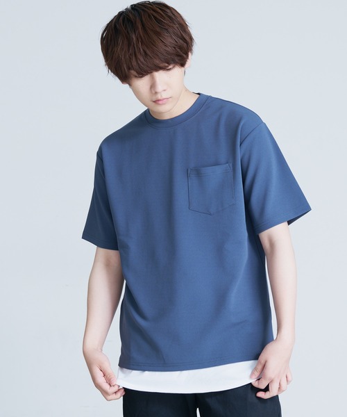 Blue Standard (ブルースタンダード)の「【BLUE STANDARD/ブルースタンダード】 梨地カットソーTシャツ 裾ラウンドタンクトップ 2点セット(Tシャツ/カットソー・メンズ・ブラック/グレー/ブルー・MEDIUM/LARGE/X-LARGE)」の8枚目の写真