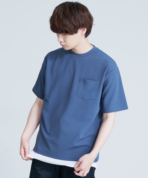 Blue Standard (ブルースタンダード)の「【BLUE STANDARD/ブルースタンダード】 梨地カットソーTシャツ 裾ラウンドタンクトップ 2点セット(Tシャツ/カットソー・メンズ・ブラック/グレー/ブルー・MEDIUM/LARGE/X-LARGE)」の7枚目の写真