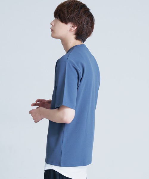 Blue Standard (ブルースタンダード)の「【BLUE STANDARD/ブルースタンダード】 梨地カットソーTシャツ 裾ラウンドタンクトップ 2点セット(Tシャツ/カットソー・メンズ・ブラック/グレー/ブルー・MEDIUM/LARGE/X-LARGE)」の5枚目の写真