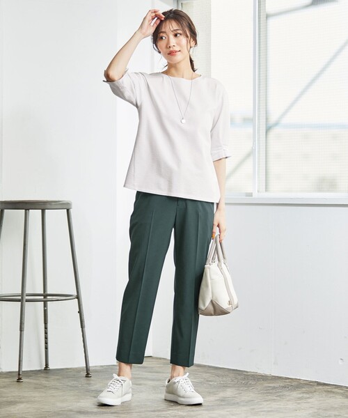 J.PRESS(ジェイプレス)の「【洗える・UVケア・接触冷感】ハイカウント2wayストレッチ パンツ(その他パンツ・レディース・ダークグリーン系/ふじ色系/ブラック系・7/11/9/13)」の5枚目の写真