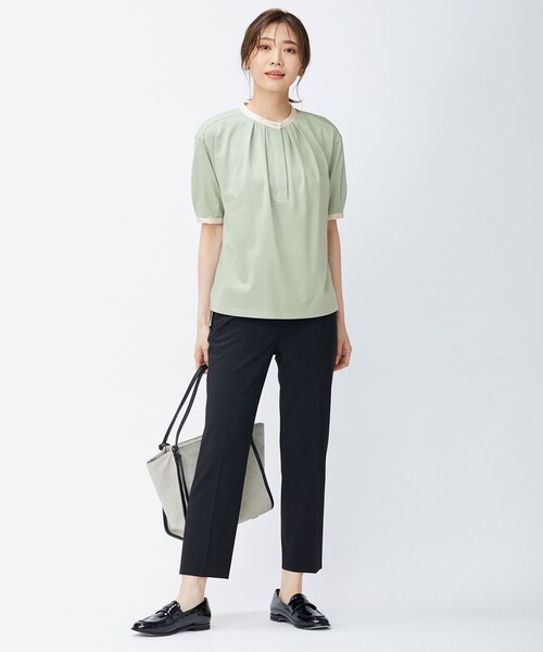 J.PRESS(ジェイプレス)の「【洗える・UVケア・接触冷感】ハイカウント2wayストレッチ パンツ(その他パンツ・レディース・ダークグリーン系/ふじ色系/ブラック系・7/11/9/13)」の7枚目の写真