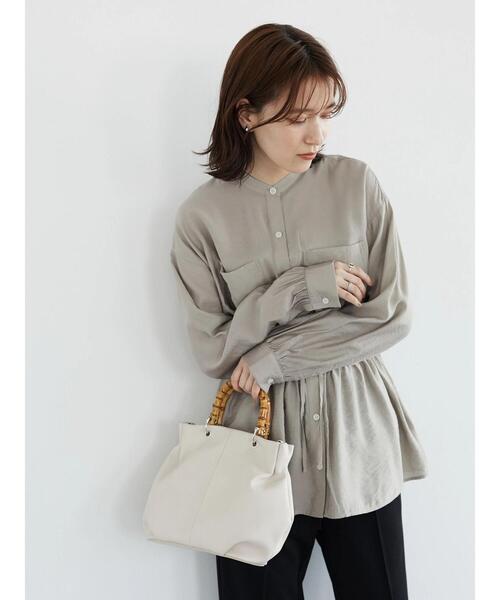 ELENCARE DUE（エレンカーレデュエ）の「・ELENCARE DUE シアードロストシャツチュニック（シャツ/ブラウス・レディース・ベージュ/アイボリー/グリーン系その他3/ブラック・FREE）」の8枚目の写真