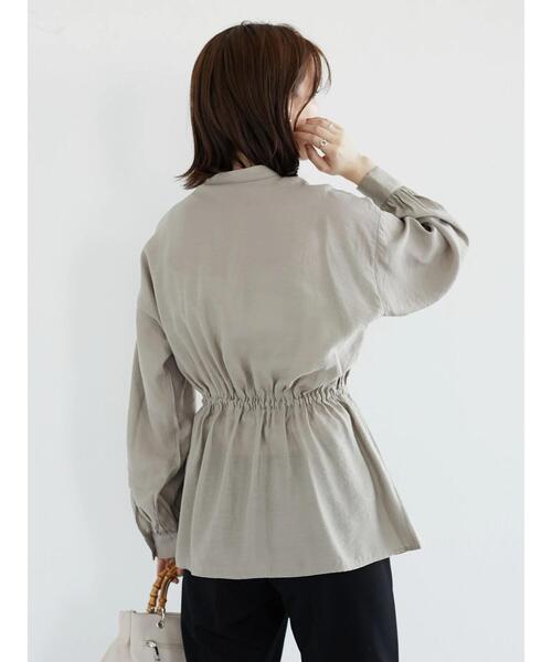 ELENCARE DUE（エレンカーレデュエ）の「・ELENCARE DUE シアードロストシャツチュニック（シャツ/ブラウス・レディース・ベージュ/アイボリー/グリーン系その他3/ブラック・FREE）」の9枚目の写真