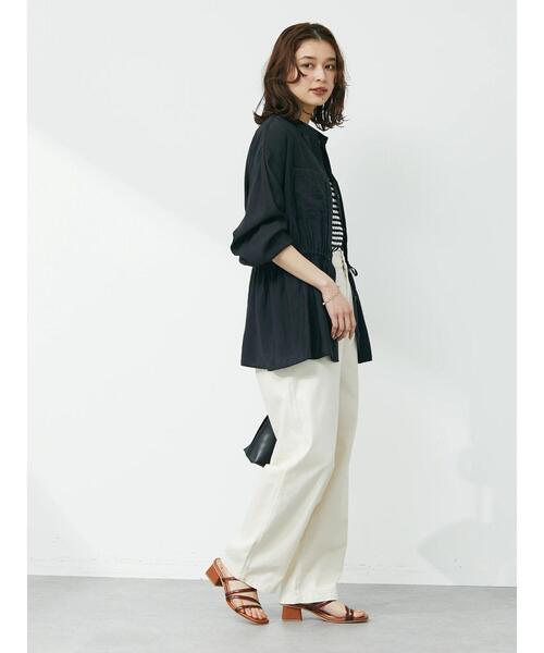 ELENCARE DUE（エレンカーレデュエ）の「・ELENCARE DUE シアードロストシャツチュニック（シャツ/ブラウス・レディース・ベージュ/アイボリー/グリーン系その他3/ブラック・FREE）」の21枚目の写真