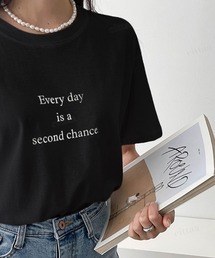 2022 S/S 春夏 韓国 Tシャツ半袖レディース EverydayレタリングTシャツ