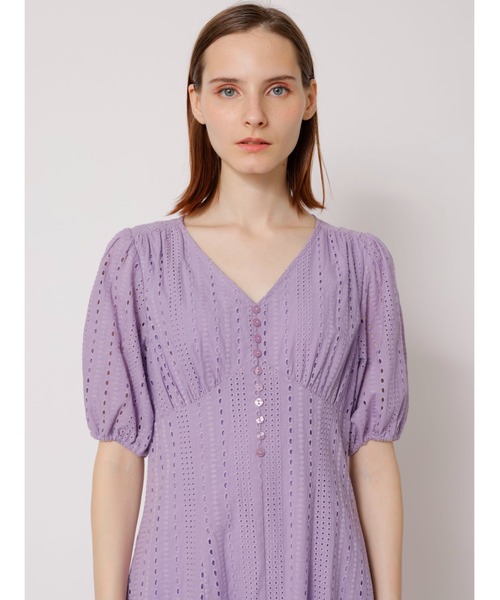 TONAL（トーナル）の「コットンレースフロント釦ワンピース