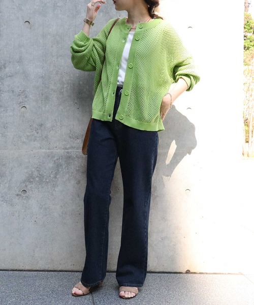 HONEYSUCKLE ROSE（ハニーサックルローズ）の「【HONEYSUCKLE ROSE】透かし編みカーディガン（タンクトップとカーディガン、2点セット）（カーディガン/ボレロ・レディース・ダークグレー/グリーン/ブラウン・L/M）」の9枚目の写真