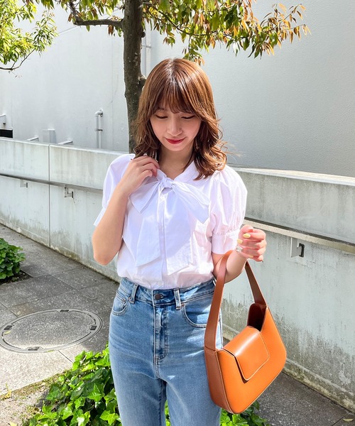 frunco（フランコ）の「半袖コットンボウタイブラウス（シャツ/ブラウス・レディース・ピンク/ホワイト/ブルー・FREE）」の18枚目の写真