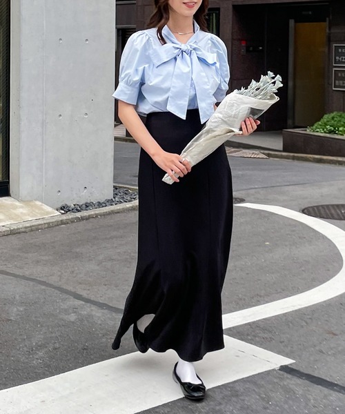 frunco（フランコ）の「半袖コットンボウタイブラウス（シャツ/ブラウス・レディース・ピンク/ホワイト/ブルー・FREE）」の20枚目の写真