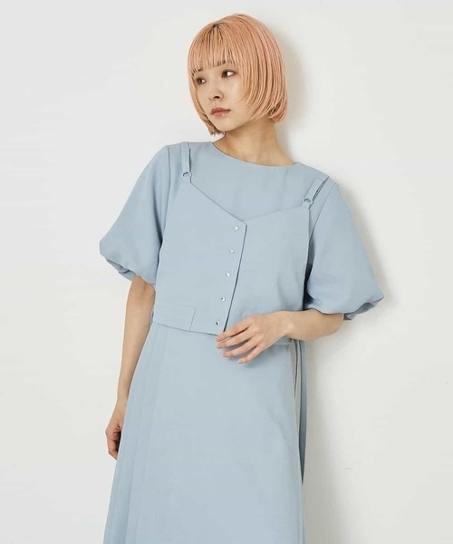 A de a.v.v（アードアー・ヴェ・ヴェ）の「［SET UP対応］ウエストドロストビスチェ（シャツ/ブラウス・レディース・ブラック/ライトブルー/マスタード・38/36）」の13枚目の写真