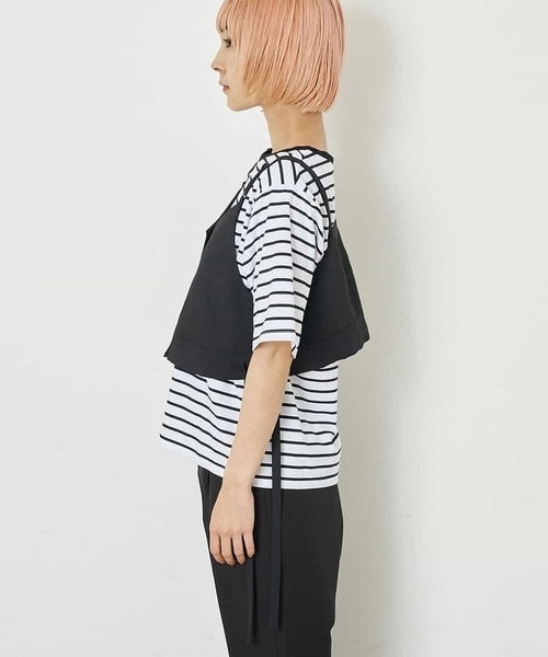 A de a.v.v（アードアー・ヴェ・ヴェ）の「［SET UP対応］ウエストドロストビスチェ（シャツ/ブラウス・レディース・ブラック/ライトブルー/マスタード・38/36）」の11枚目の写真