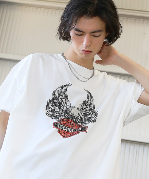 MSG(エムエスジー)の「ヴィンテージライクプリント5分袖Tシャツ リンガーTシャツ(Tシャツ/カットソー・メンズ・ブラック/ホワイト系2/ブラック系2/グレー/ホワイト/ブラウン/グリーン/ホワイト系3/ブラック系3・L/S/XL/M)」の3枚目の写真