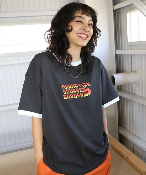 Hanes50／50combedzigzagバイクデザイン リンガーTシャツ M（70s