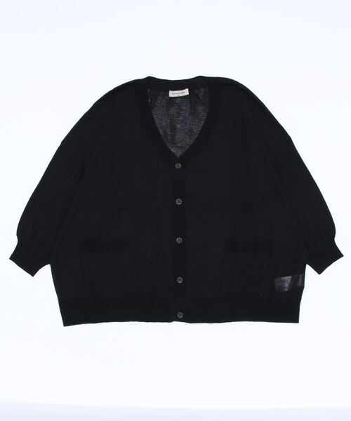 Samansa Mos2（サマンサ モスモス）の「【マシンウォッシャブル】Vネックパフスリーブカーディガン（カーディガン/ボレロ・レディース・ブラック/ピンク/グリーン/キナリ・ﾌﾘ-）」の3枚目の写真